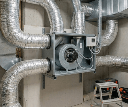 Moteur VMC et gaines de ventilation